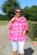 Pink dot poncho hør bluse med krave, Ronja