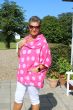 Pink dot poncho hør bluse med krave, Ronja