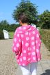 Pink dot poncho hør bluse med krave, Ronja