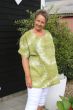 Lime grøn hør tunika, batik, Annelora