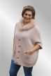 Poncho / cardigan med pelskant, Baunbæk 30753, sart rosa