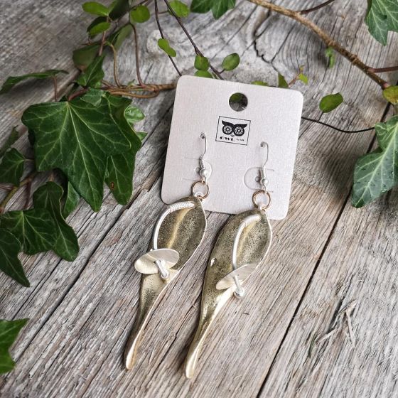Lange øreringe, Leaf, guld / sølv farve