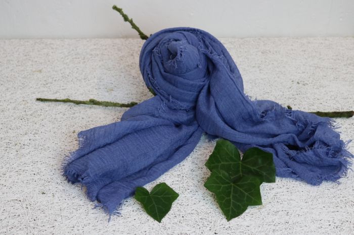 Tørklæde, ensfarvet,  mellem blå