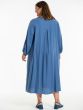 Blå kjole i viskose /hør med applikation, Bodil 242016