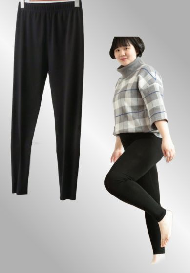 Sort termo leggings med lodden vrang, 4677