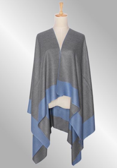 Plain sjal, vendbar grå / blå