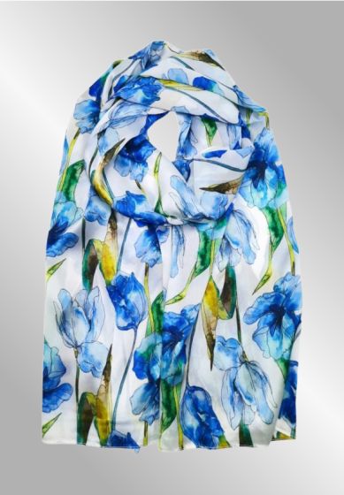 Tørklæde med blå tulipaner BA-1961