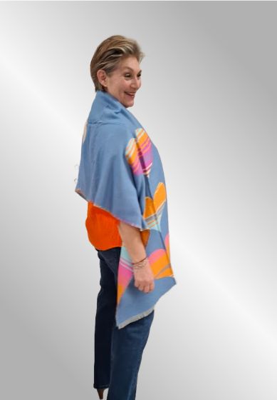 Blå tørklæde med hjerter eller striber BA 1415