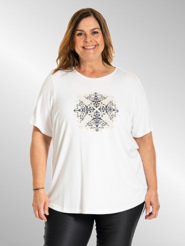 Hvid Birka t-shirt med print, G251019