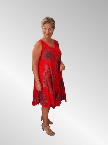 Rød viskose solkjole, Yvet sun