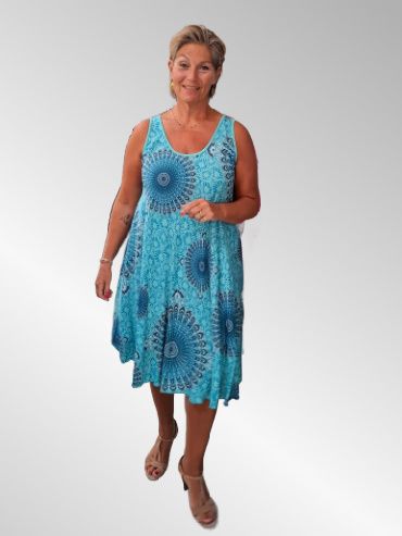 Turkis viskose solkjole, Yvet sun