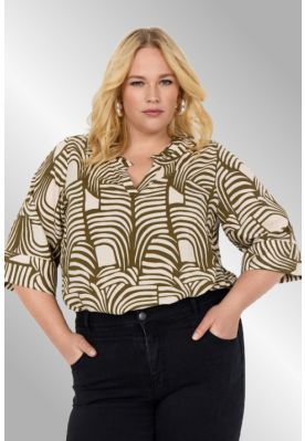 Oliven printet bluse, Lovis W10470