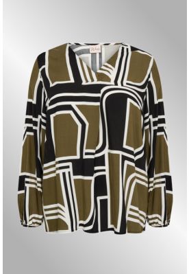 Army grøn printet bluse, Natalie W10512