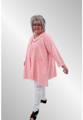 Koral stribet skjortejakke / tunika, AKH 81992