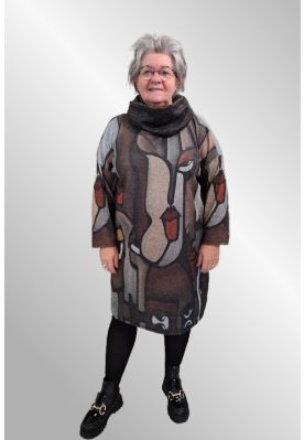 Print tunika med løs loop tørklæde, 1088-5