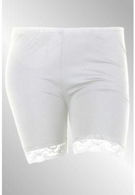 Hvide cykelshorts med blondekant, G152631