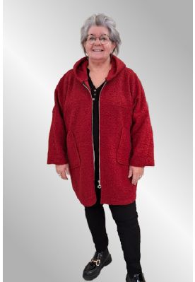 Rust fleece jakke med hætte, 17791