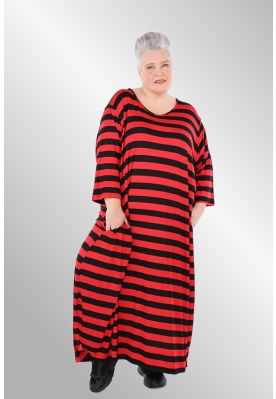 Sort og rød stribet maxi  Jersey kjole, AKH 1926