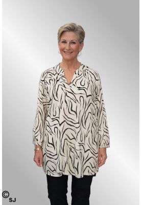 Råhvid jersey tunika med print, W20540