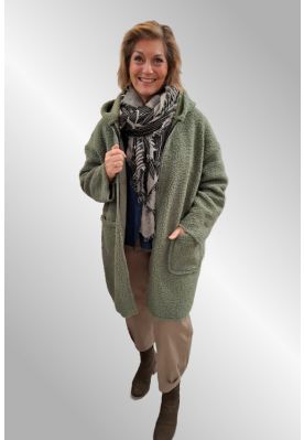 Grøn viskose Teddy frakke, 76344-6