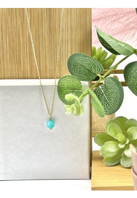 Guldfarvet halskæde med turkis vedhæng CO09-28