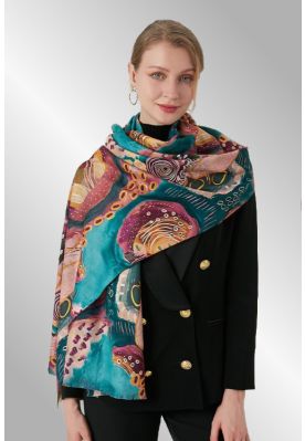 Turkis tørklæde med print 22194