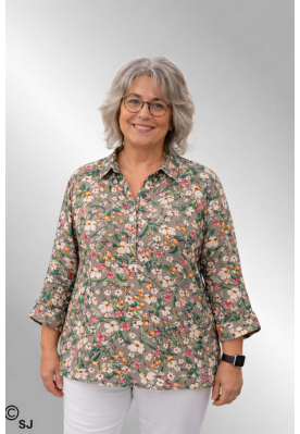 Beige viskose skjorte med blomster print 33161