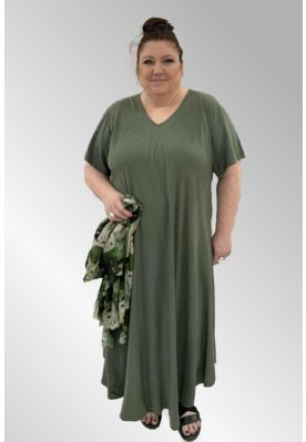 Army grøn viskose kjole i A facon, 24102