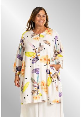 Hvid tunika med multifarvet print, G243041