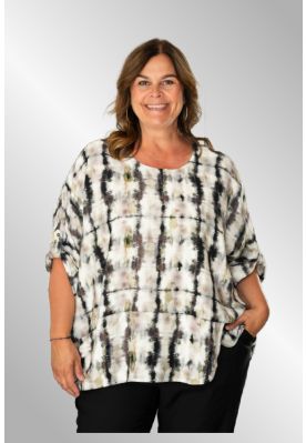 Printet bluse i jordfarver, G252010