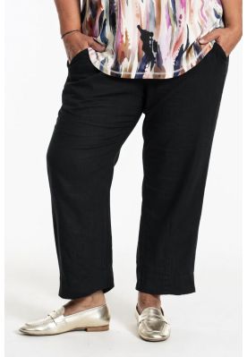 Sort viskose hør buks, Janni pants 252029