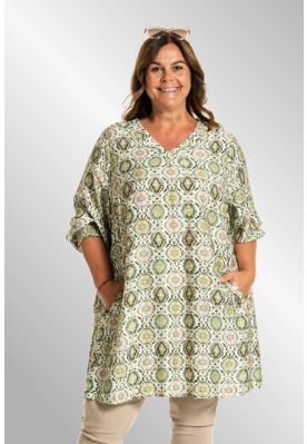 Grøn printet tunika, G252052