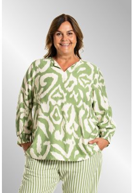 Grøn printet bluse, G252061