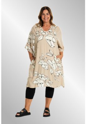 Beige kjole med blomsterprint, G253048