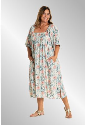 Lang kjole i smukt sommerprint, 253052