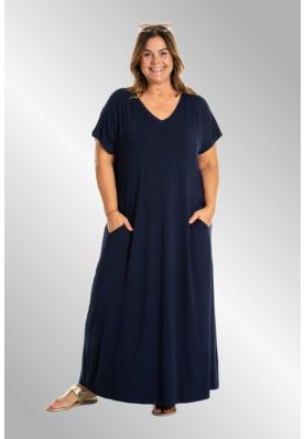 Lang navy kjole, G253091
