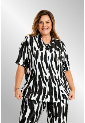 Sort hvid printet skjorte, G254003
