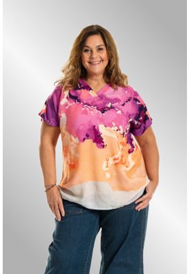 Sommer bluse pink og koral, 254045