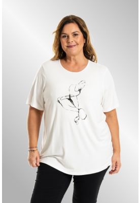 Hvid t-shirt med print Gitte, G254049