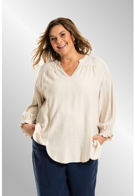 Beige viskose/hør bluse, G254054