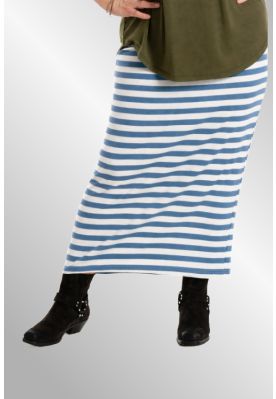 Lang blå stribet nederdel, G254059