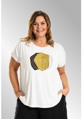 Hvid T-Shirt med print, Gitte 254072