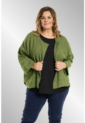 Lys oliven grøn cardigan i kanvaslook, 254075