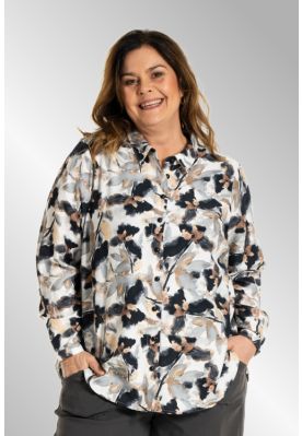Karina Skjorte, grå print, 255017