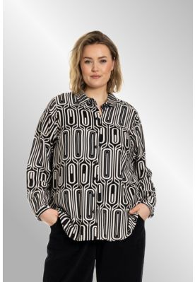 Sort hvid print skjorte, Karina 256001