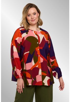 Rød/ grøn / lilla print skjorte, Gozzip 261010