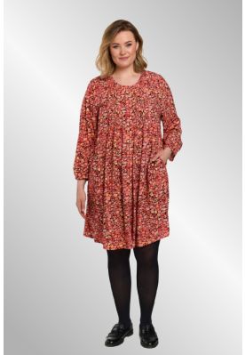 Orange / rød viskose tunika med mosaik mønster, Johanne 261042