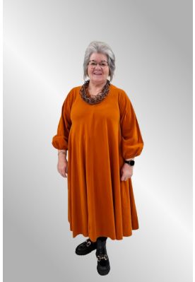 Brændt orange fløjlskjole 2752V
