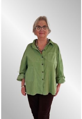 Æblegrøn fløjls skjorte/jakke 37024-1