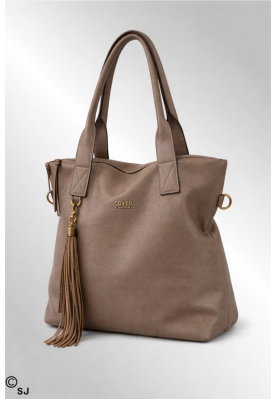 Taupe taske med lang rem. CC8007